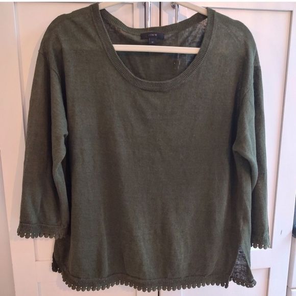 J.Crew Linen 3/4 Sleeve Pom Pom Trim Sweater Bundle - Picture 7 of 15